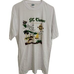 Ocean Blue Apparel St. Thomas U.S. Virgin Islands Map Tee White XL